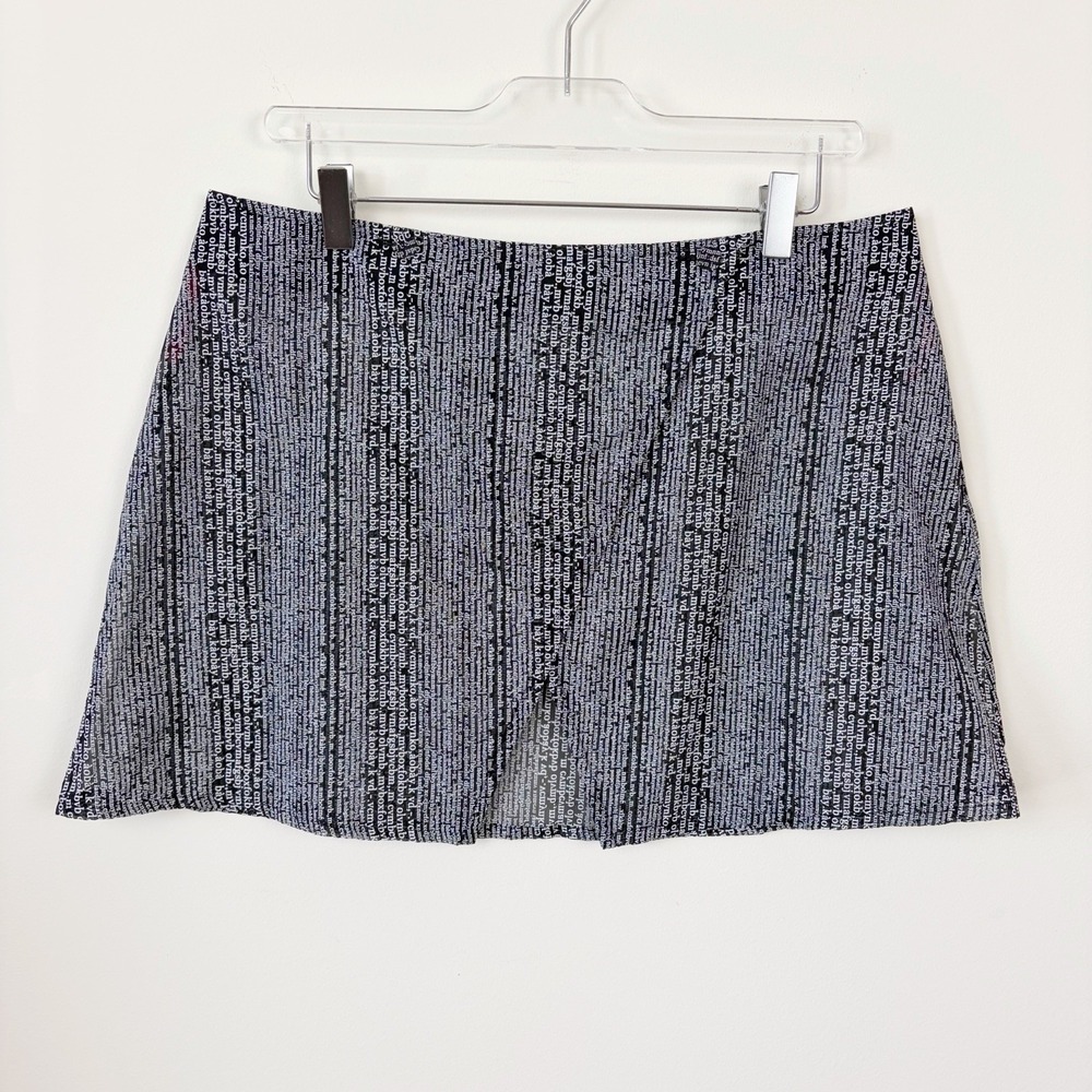 Vintage 100% Silk Gideon Oberson Skirt Coverup Swim Newspaper Print Sheer Mini